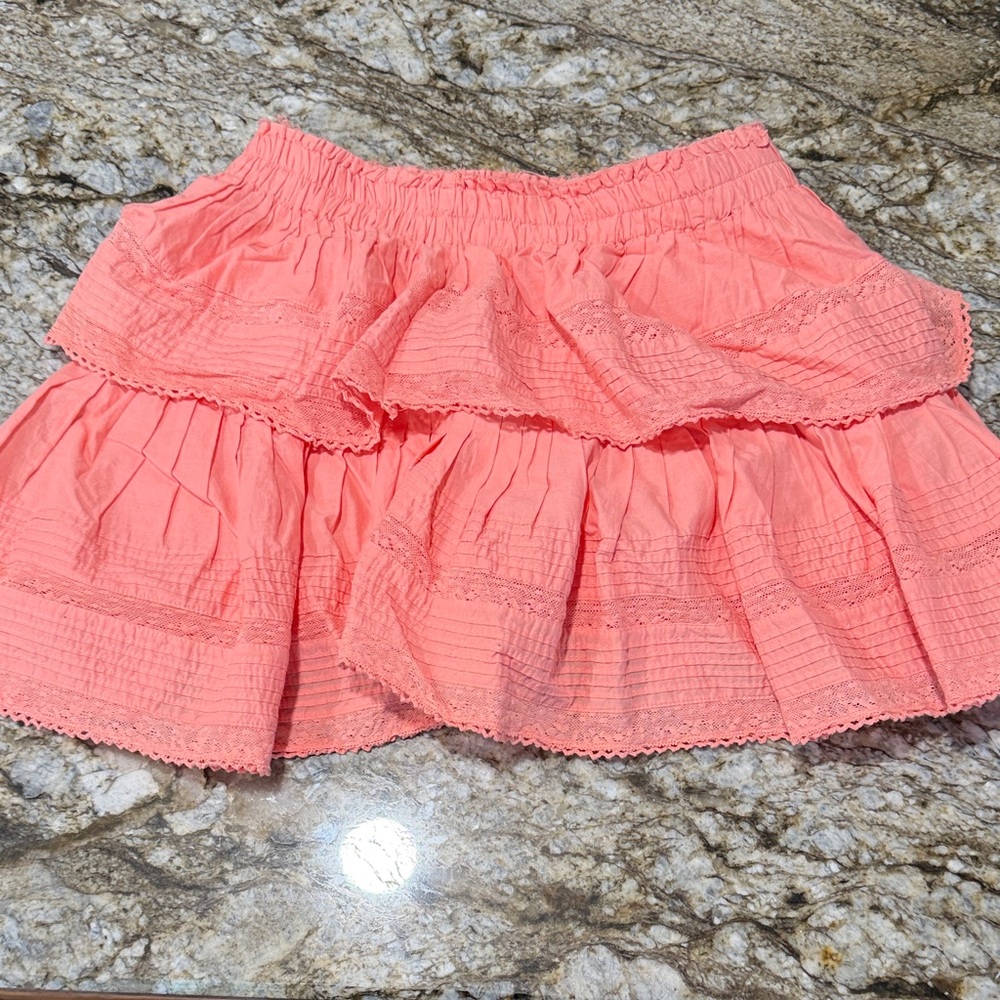 LoveShackFancy Pink Ruffled Mini Skirt